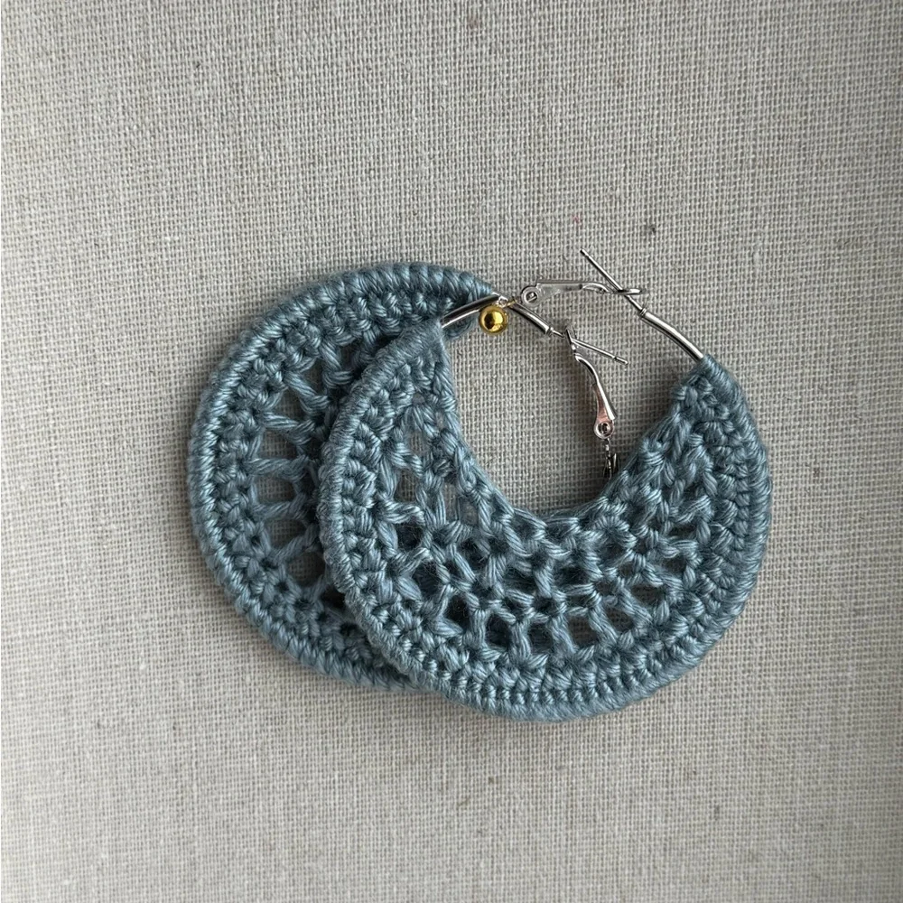 Handcrafted Crochet Hoop Earrings Set - Multicolor